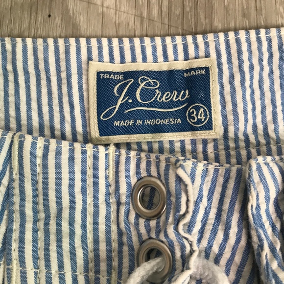 J Crew Seersucker Board Shorts Mesh Liner Mens 34 - Picture 2 of 9